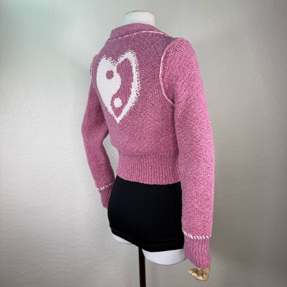 Pilcro Yin Yang Icon Heart Urban Outfitters Cropped Cardigan Sweater Size Medium - Picture 11 of 16